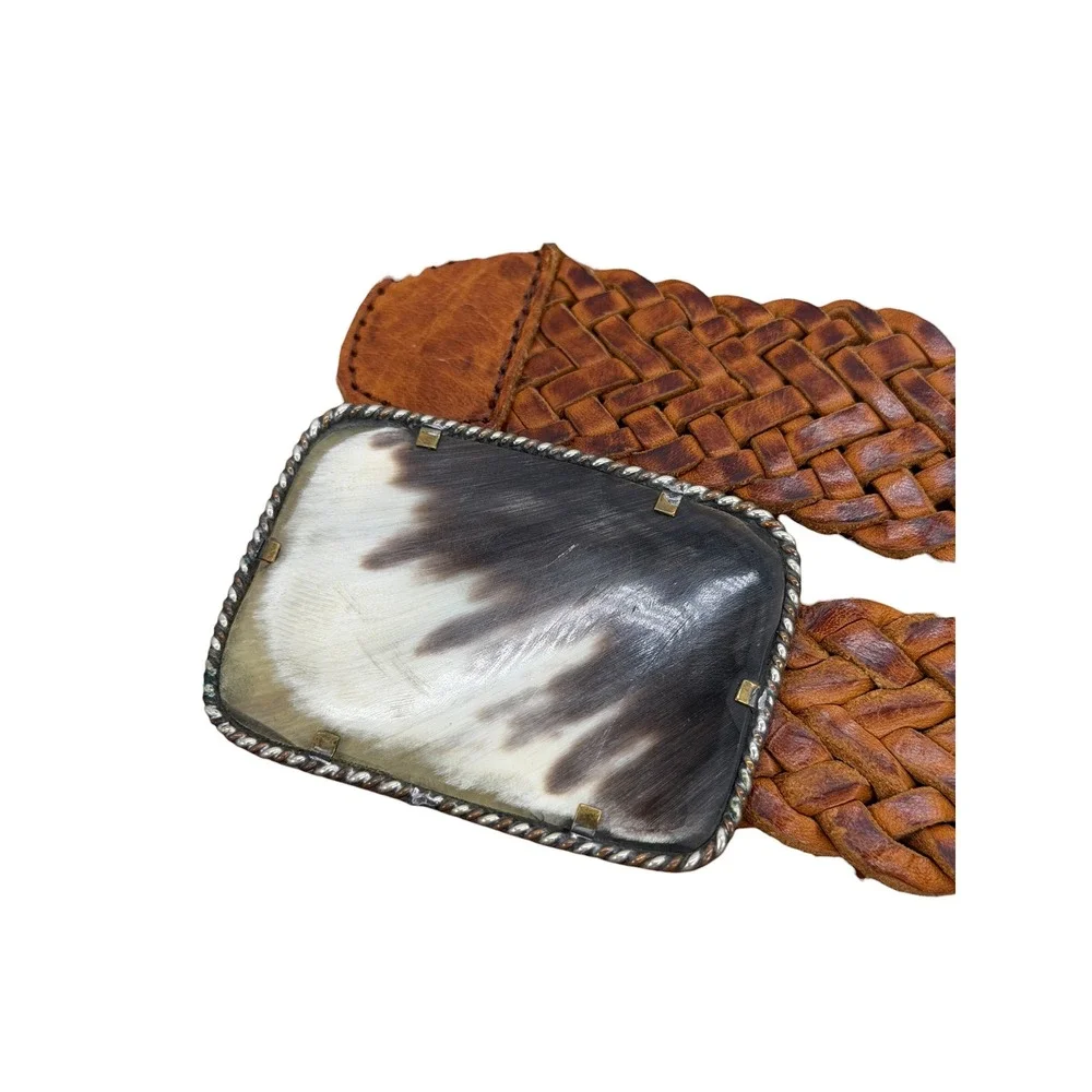 Moroccan Woven Leather Belt Women Brown Western Boho Prairie Hippie Cottage Core